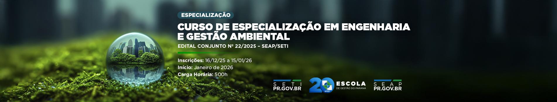 Especialização em Engenharia e Gestão Ambiental