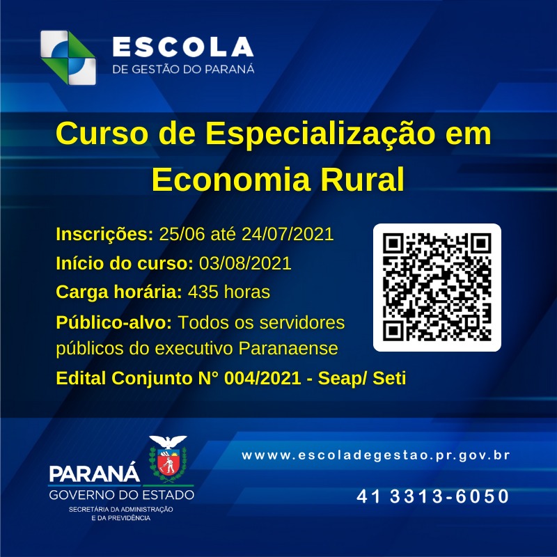 Inscreva-se no curso de Especialização em Economia Rural