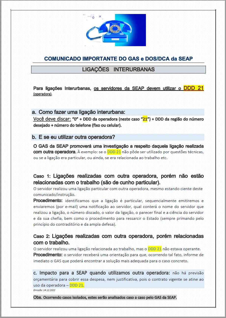 Ligações Interurbanas - DDD 21 da operadora 