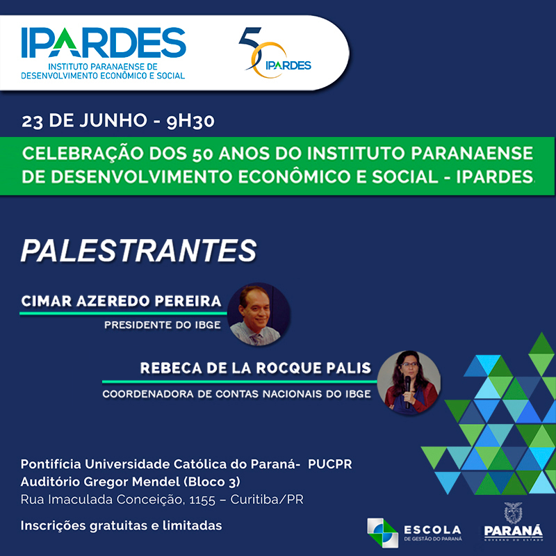 Curso presencial - celebração 50 anos do instituto paranaense de desenvolvimento econômico e social - IPARDES