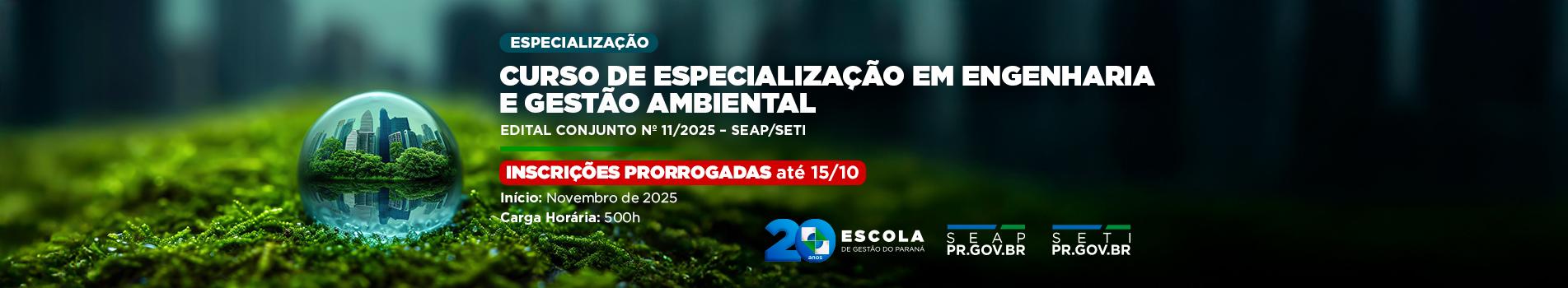 Especialização em Engenharia e Gestão Ambiental