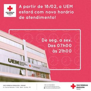 Cartaz novo horário UEM - Cruz Vermelha