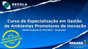 Banner especialização em gestão de ambientes promotores de inovação