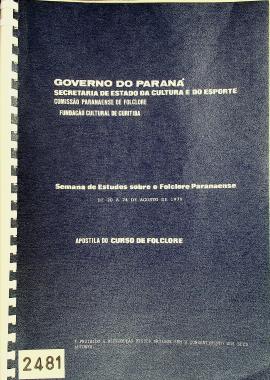 foto da apostila da Semana de Estudos sobre o folclore paranaense de 20 a 24 agosto de 1979