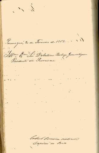 ofício enviado ao Presidente de Província