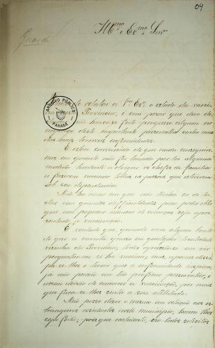 Documento de 10 de fevereiro de 1873 onde o então Vacinador da Província Dr. Murici registra as primeiras campanhas de vacinação no Estado. E os desafios para efetivamente vacinar a população que tem resistência a política de saúde.