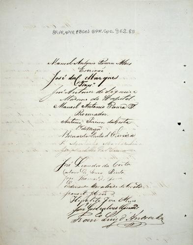 Documento mais antigo do arquivo referente a primeira santa casa do Paraná, de 1 de maio de 1954, versando sobre uma carta referendada ao Presidente da Província.