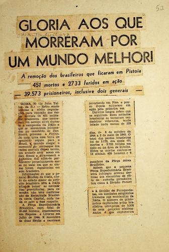 O documento refere-se ao sacrifício de 451 militares brasileiros mortos em combate durante a Segunda Guerra Mundial, que foram sepultados no cemitério de San Rocco, na Itália. Menciona o desejo de repatriação dos restos mortais e a perpetuação da memória desses heróis. Destacam-se os combates da Força Expedicionária Brasileira (FEB) contra divisões alemãs, como a de Monte Castelo, enfatizando a bravura e o impacto das ações dos soldados brasileiros.