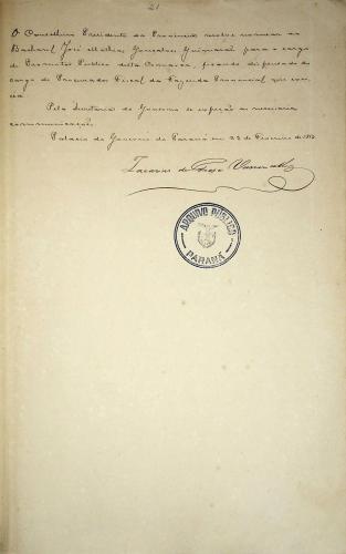 Documento do séc. XIX mostrando a consolidação da justiça local: Códice 1027 - p.27