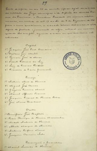 Documento substituição de juízes: Códice 1027 - p.29