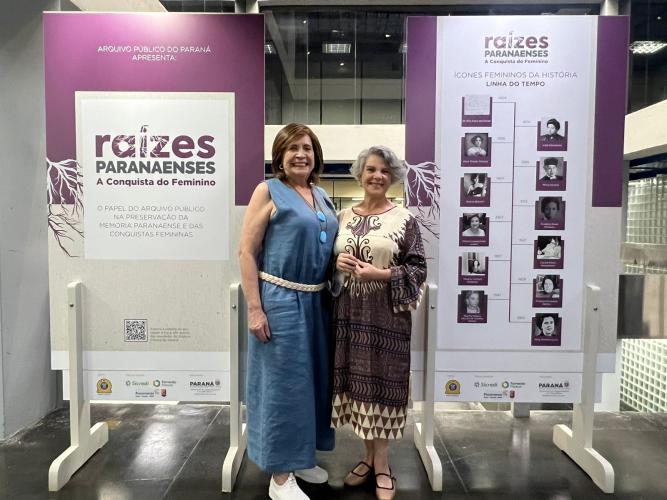 Liana Justus, ocupante da Cadeira de n° 11, e Tereza Karam, ocupante da Cadeira de n° 28.