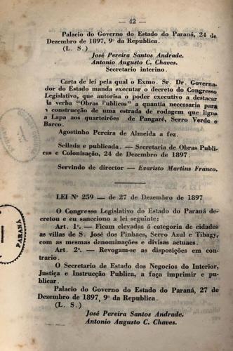 Lei 259 - 27 de Dezembro de 1897