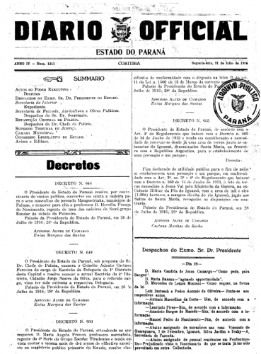 Decreto nº 653, de 28 de julho de 1916.
