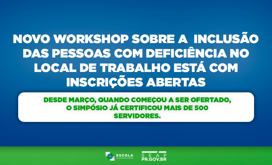 NOVO WORKSHOP SOBRE A INCLUSÃO DAS PESSOAS COM DEFICIÊNCIA