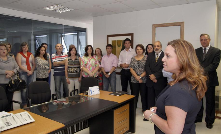 A secretária de Estado da Administração e da Previdência, Dinorah Botto Portugal Nogara, tomou posse na manhã desta segunda (28), em substituição ao ex-secretário Jorge de Bem, que assumirá a presidência da ParanáPrevidencia. Curitiba, 28-01-13.Foto: Arnaldo Alves / ANPr.