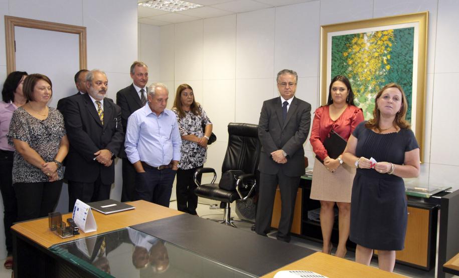 A secretária de Estado da Administração e da Previdência, Dinorah Botto Portugal Nogara, tomou posse na manhã desta segunda (28), em substituição ao ex-secretário Jorge de Bem, que assumirá a presidência da ParanáPrevidencia. Curitiba, 28-01-13.Foto: Arnaldo Alves / ANPr.